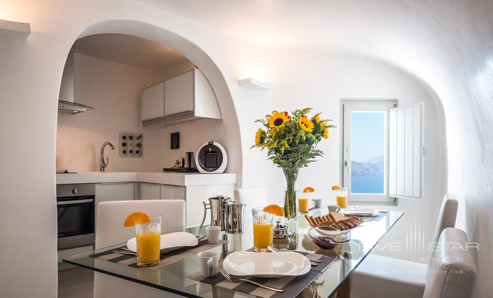 Villa Dining Room at Elite Luxury Suites Santorini, Greece