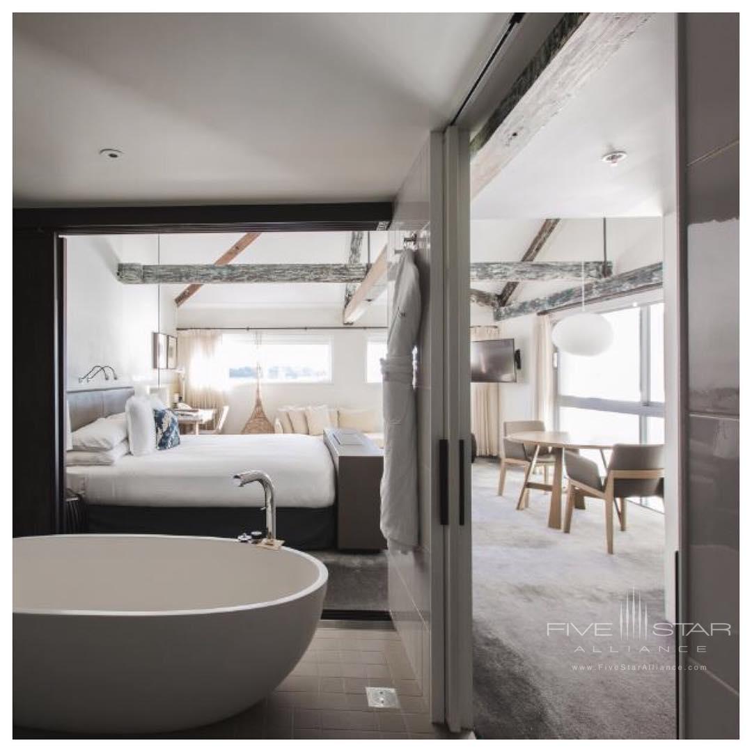 The bathroom to the bedroom in the Habour View Suite at the Pier One Sydney Harbour Hotel