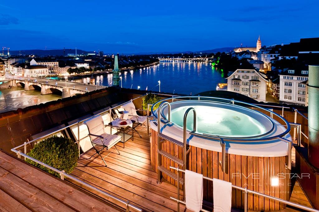 Rooftop Jacuzzi at Grand Hotel Les Trois Rois, Basel, CH, Switzerland