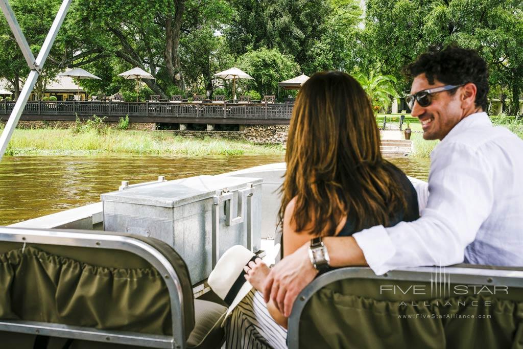 Water Taxi Arrival to Royal Livingstone Hotel, Livingstone, Zambia