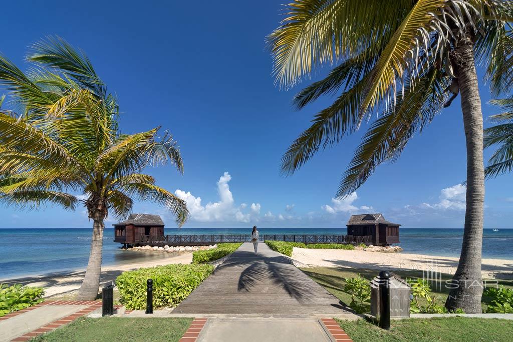 Overwater cabanas for private massages and yoga at Half Moon, Montego Bay, St. James, Jamaica