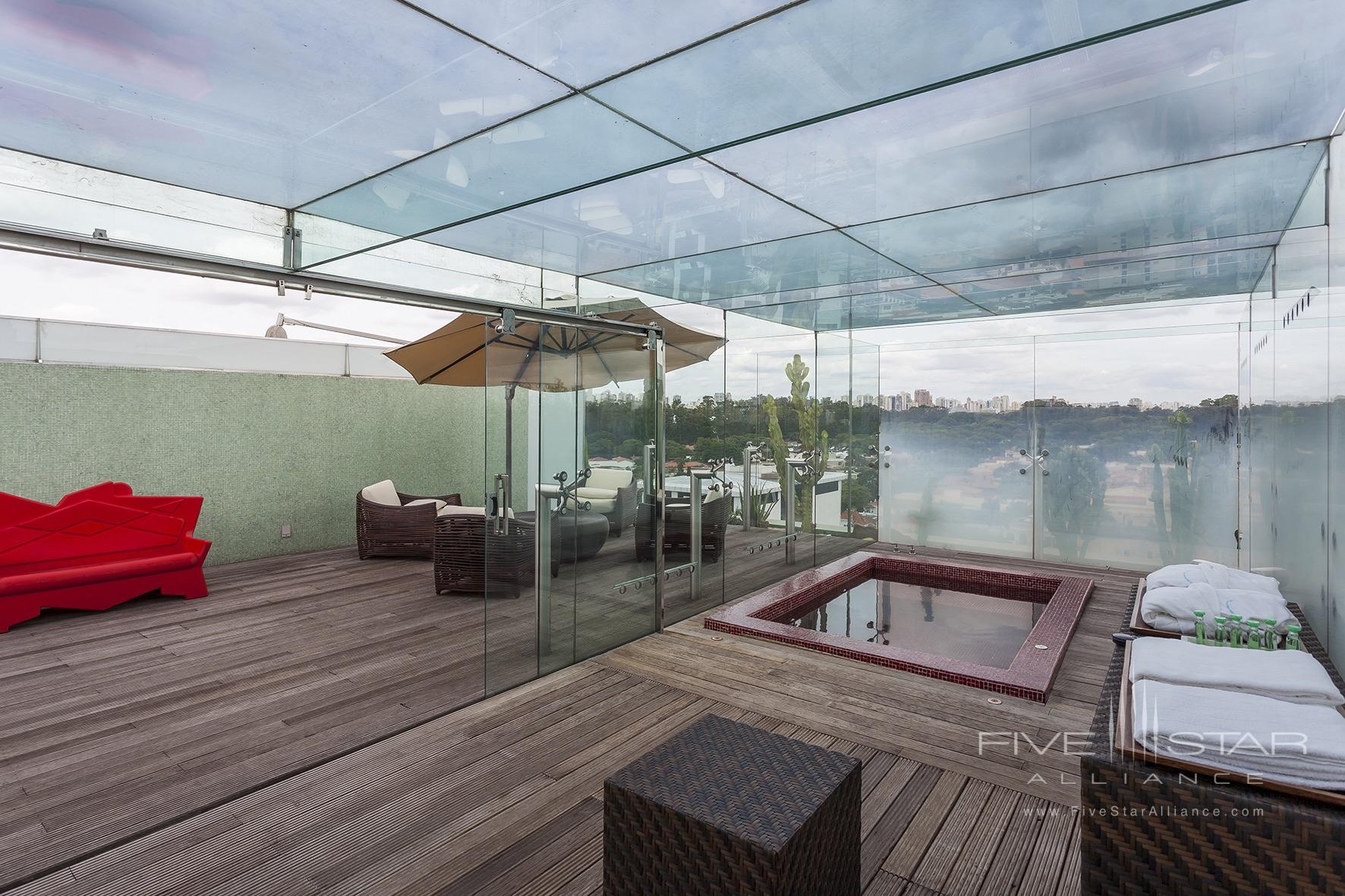 Terrace sundeck with jacuzzi in the Oasis Suite at Hotel Unique Sao Paulo