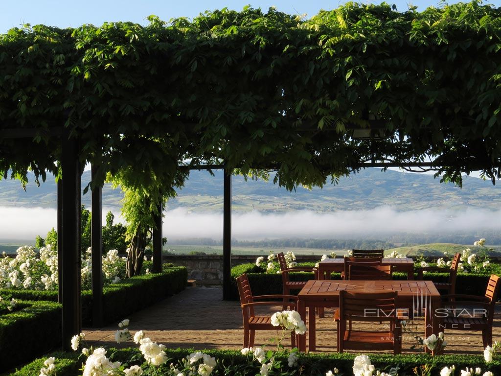 Lounge by The Lovely Rose Garden at Castello Banfi - Il Borgo, Montalcino, Siena, Italy