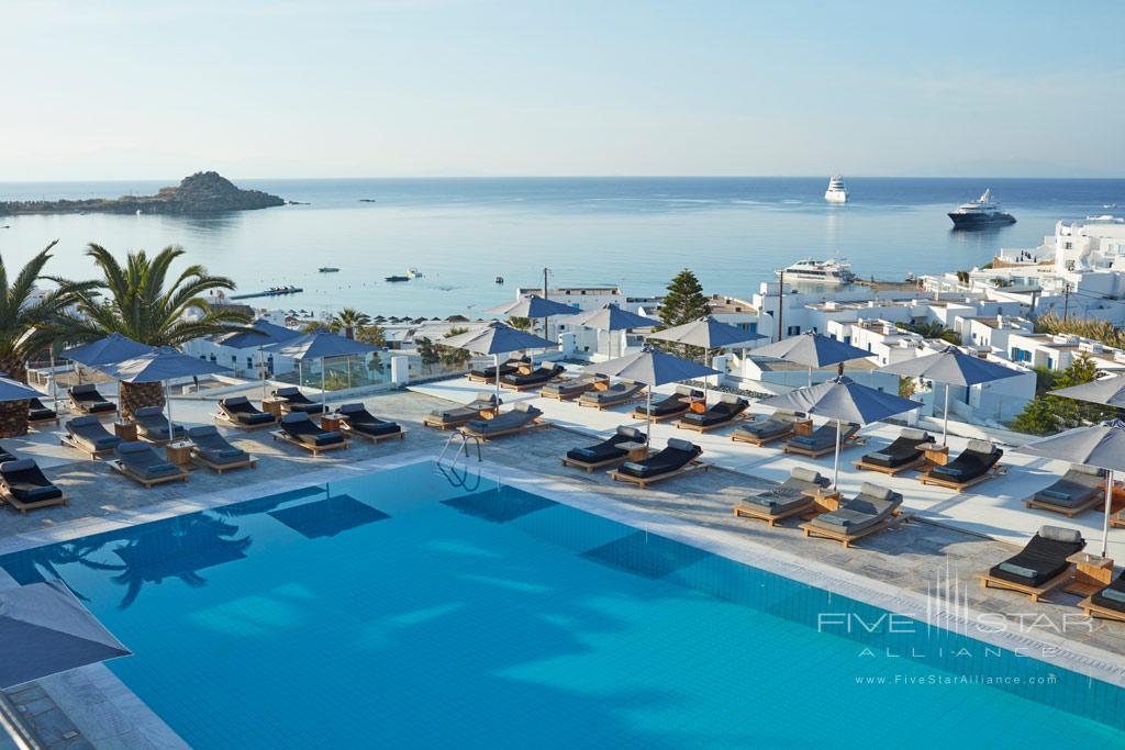 Pool and Lounge at Myconian Ambassador Hotel and Thalasso Spa , Mykonos, Greece