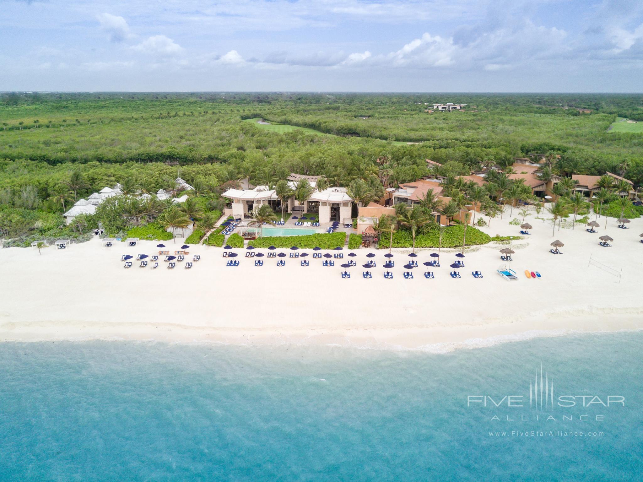 Aerial Beach View of the Banyan Tree Mayakoba