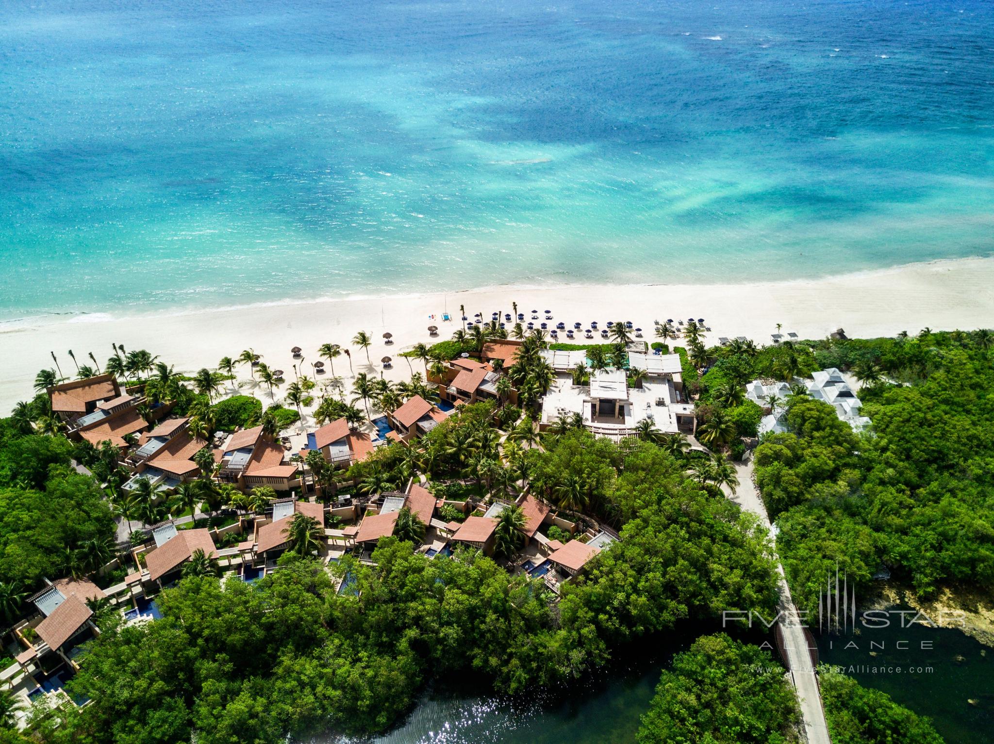 Banyan Tree Mayakoba Aerial Beach View