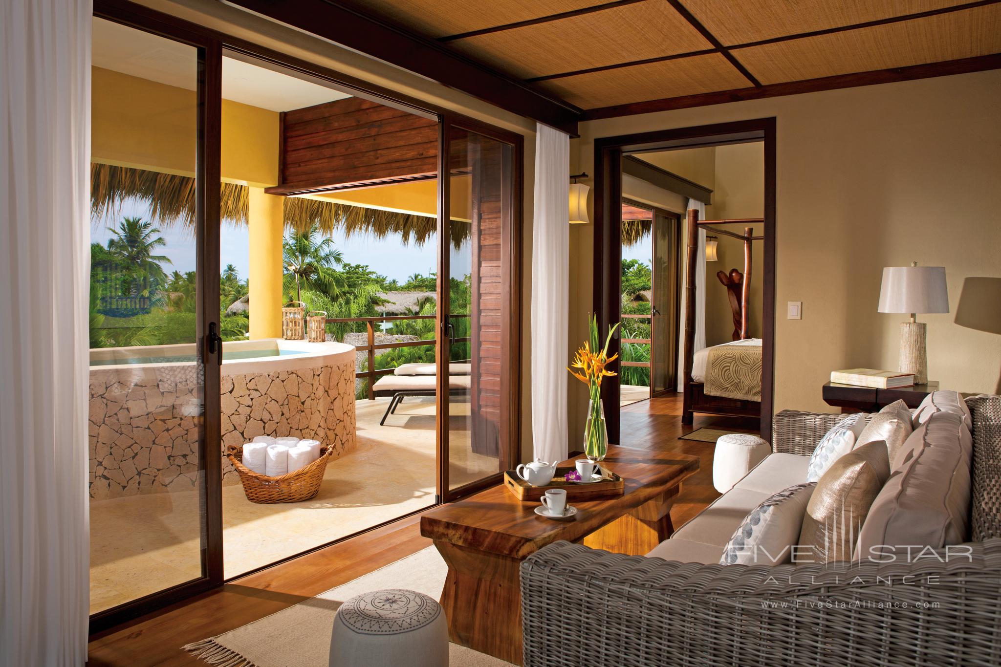 Terrace and Living Area of an Ocean View Penthouse Suite at Zoetry Agua Punta Cana