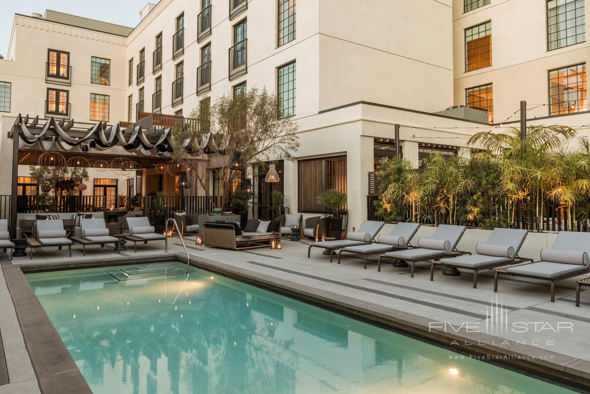 Pool courtyard at Kimpton La Peer Hotel, West Hollywood, CA