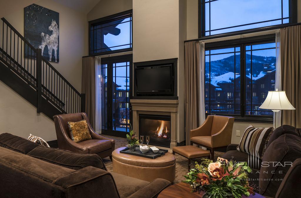 Bi-Level Two Bedroom Suite Living Room at Waldorf Astoria Park City, UT