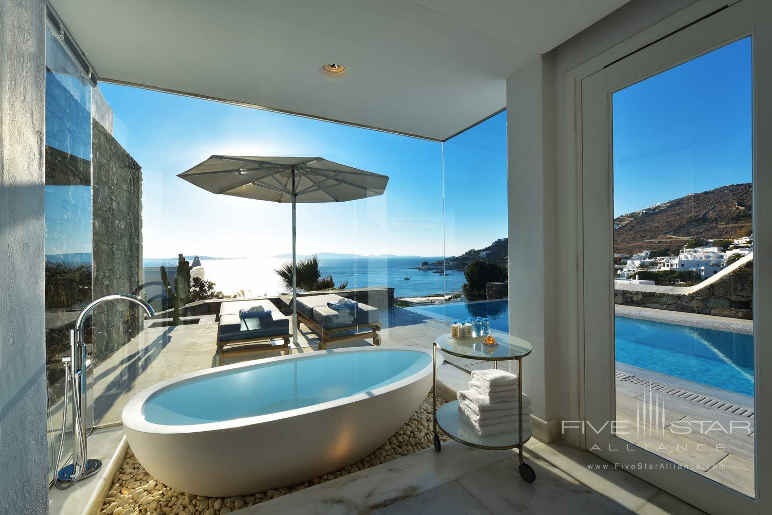 Grand Suite Master Bath at Mykonos Grand Hotel and Resort, Greece