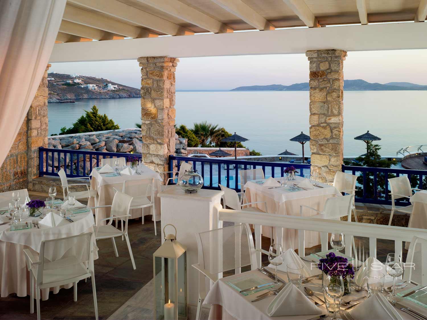 Dolphins of Delos Restaurant at Mykonos Grand Hotel and Resort, Greece