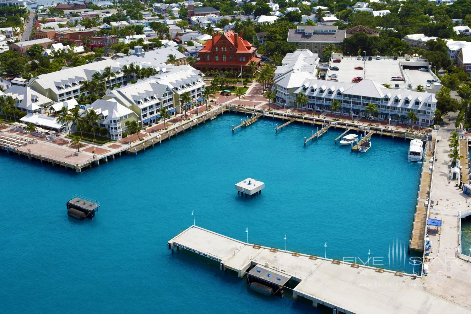 Aerial view of the dock and marina at the Opal Resort Key West - formerly the Margaritaville Resort