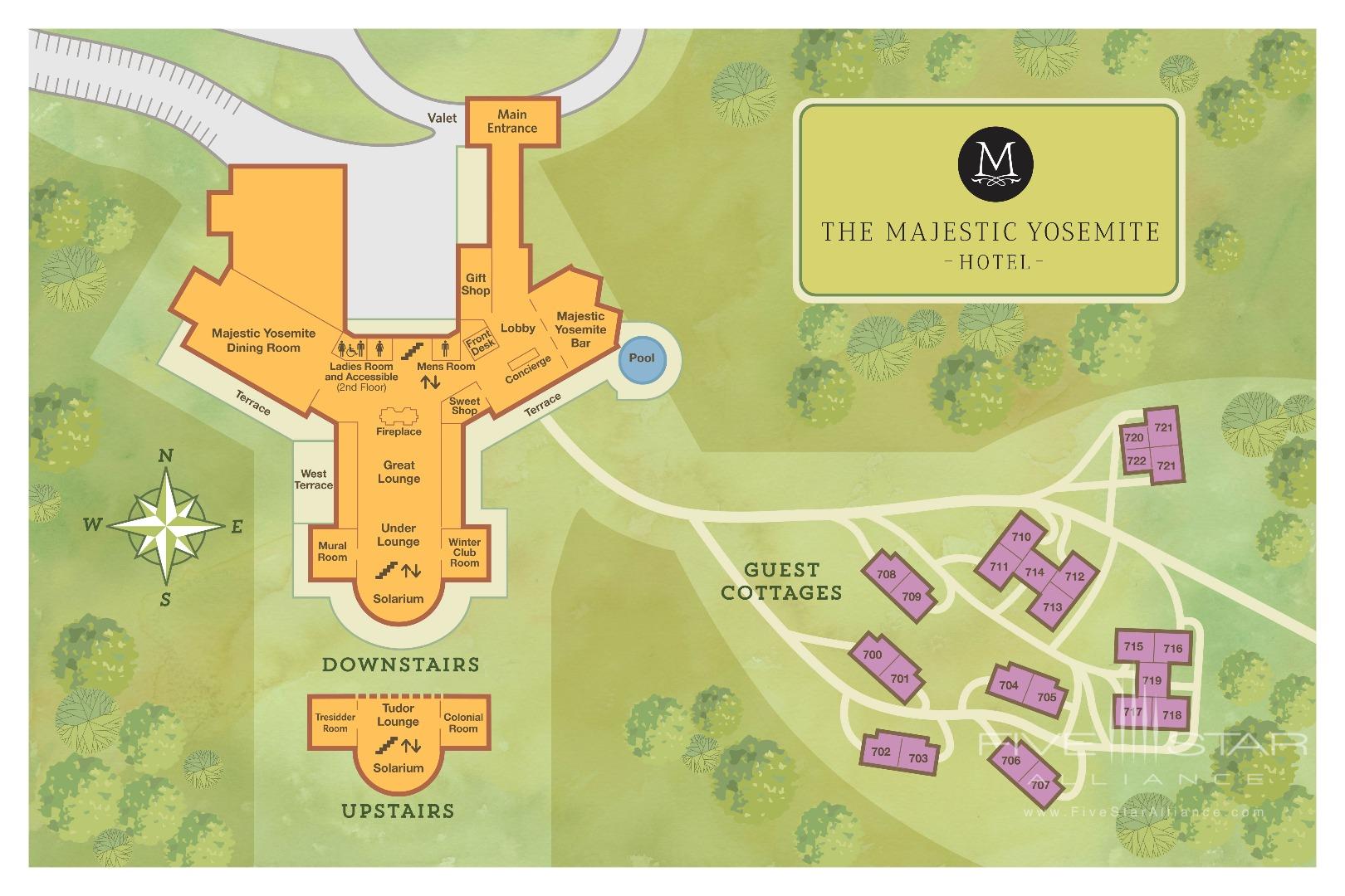 Map of The Ahwahnee Majestic Yosemite Hotel