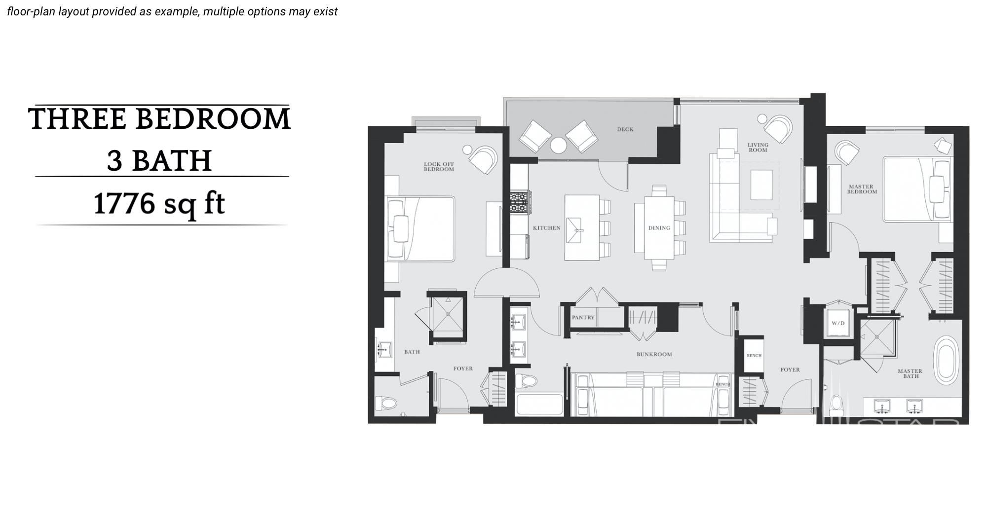 Pendry Park City 3 Bedroom 3 Bath Floorplan