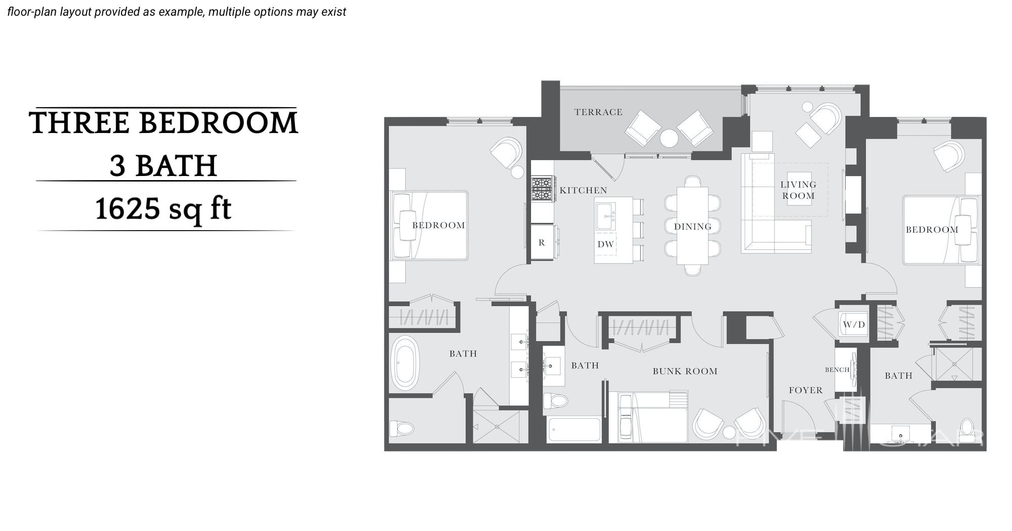 Pendry Park City 3 Bedroom 3 Bath Floorplan