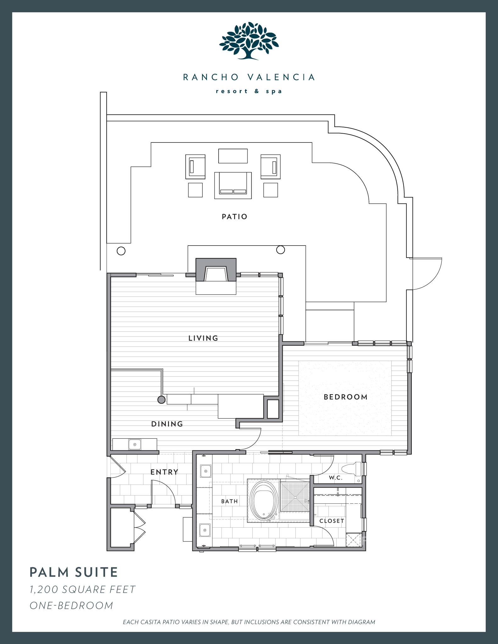 Rancho Valencia's Palm Suite Floorplan