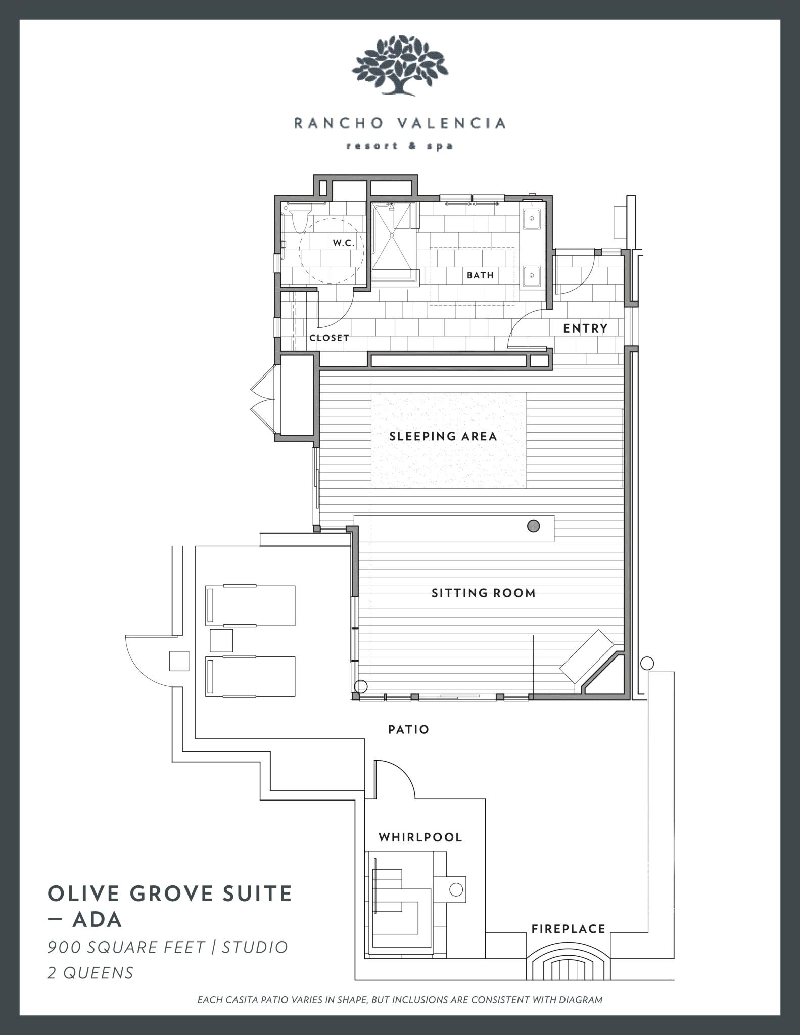 Rancho Valencia ADA Olive Grove Suite Floorplan