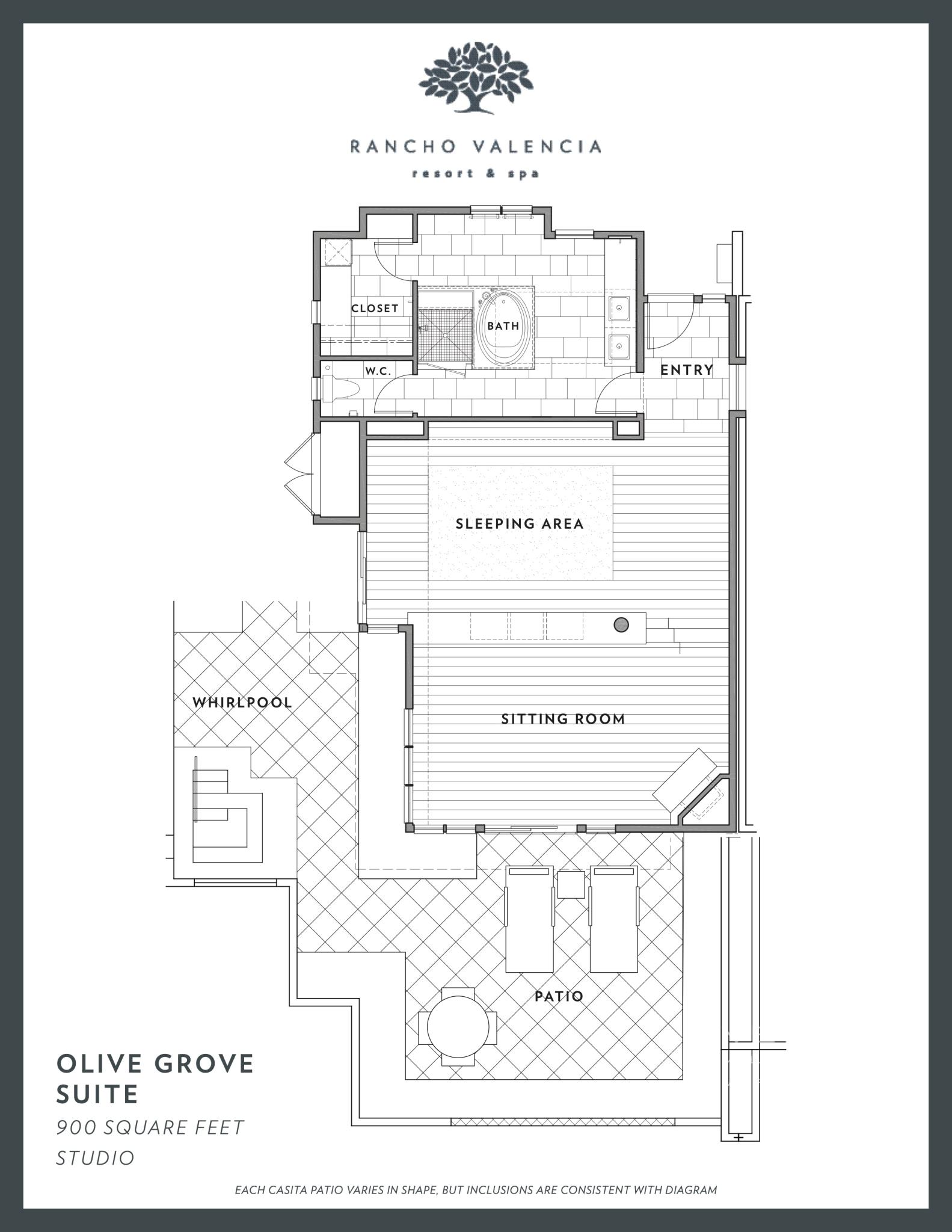 Rancho Valencia Olive Grove Suite Floorplan