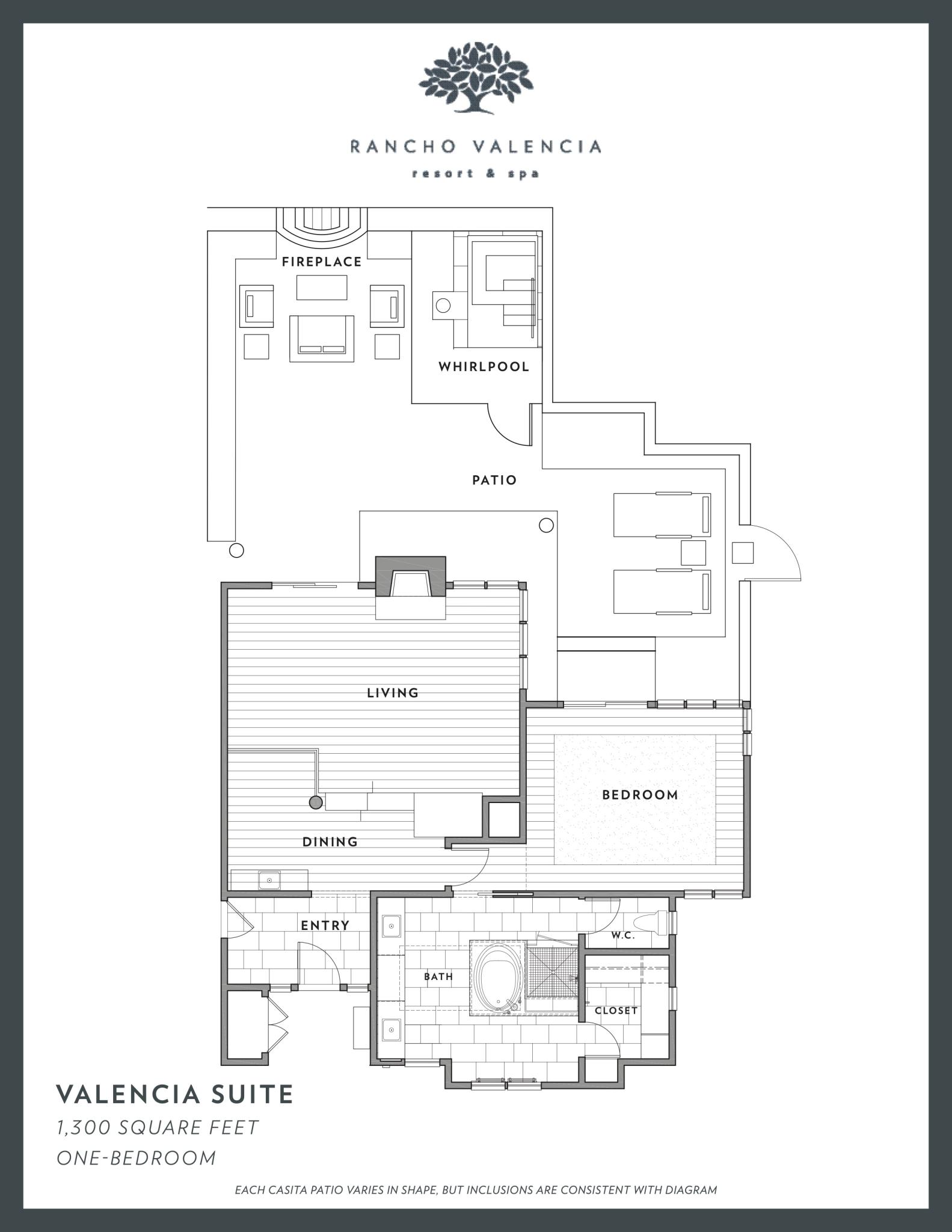 Rancho Valencia's Valencia Suite Floorplan