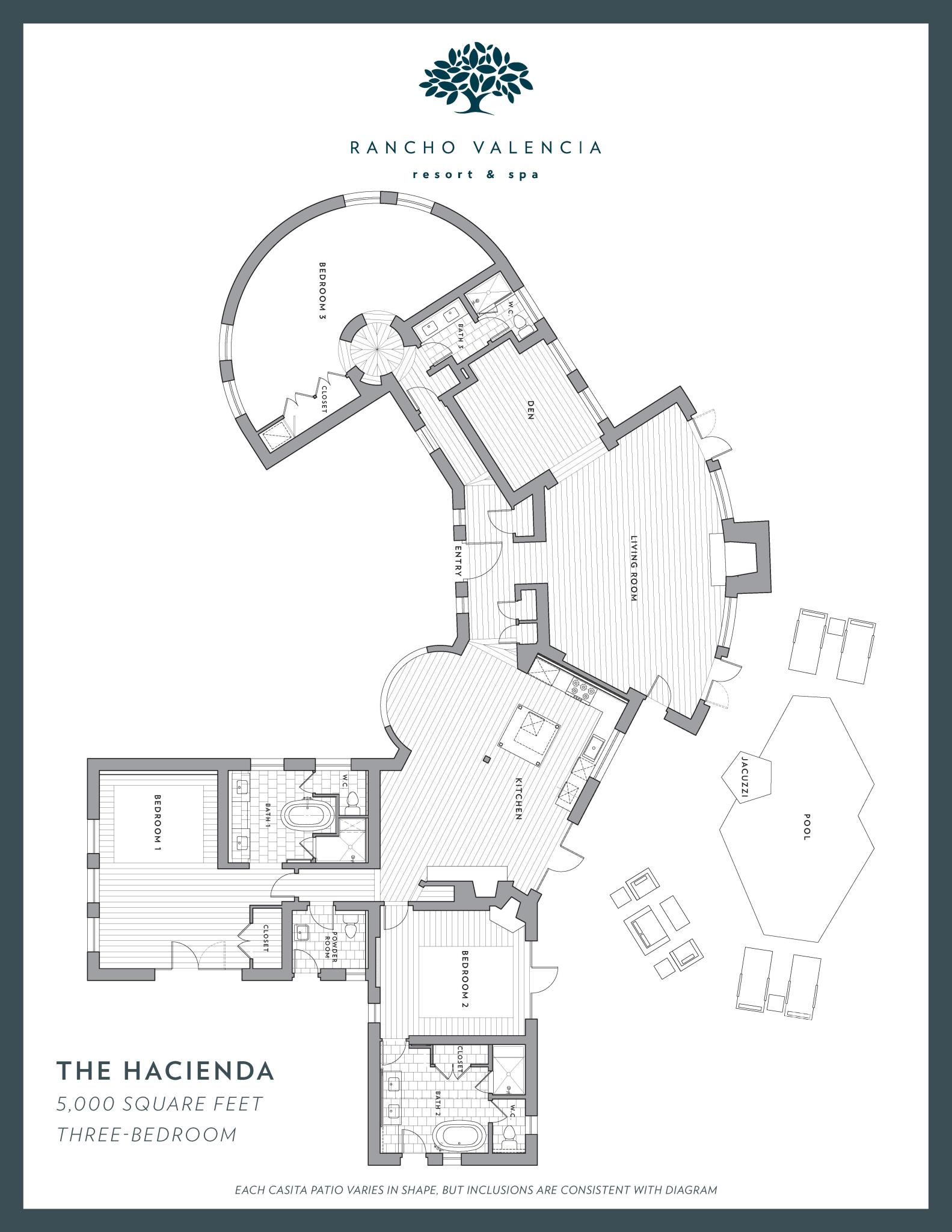 Rancho Valencia's The Hacienda floorplan