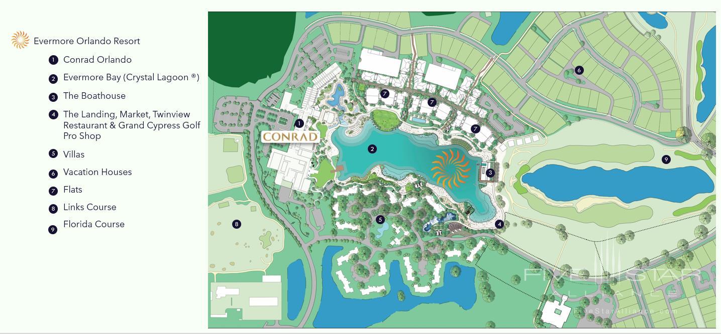 Evermore Orlando Resort Map formerly The Villas of Grand Cypress