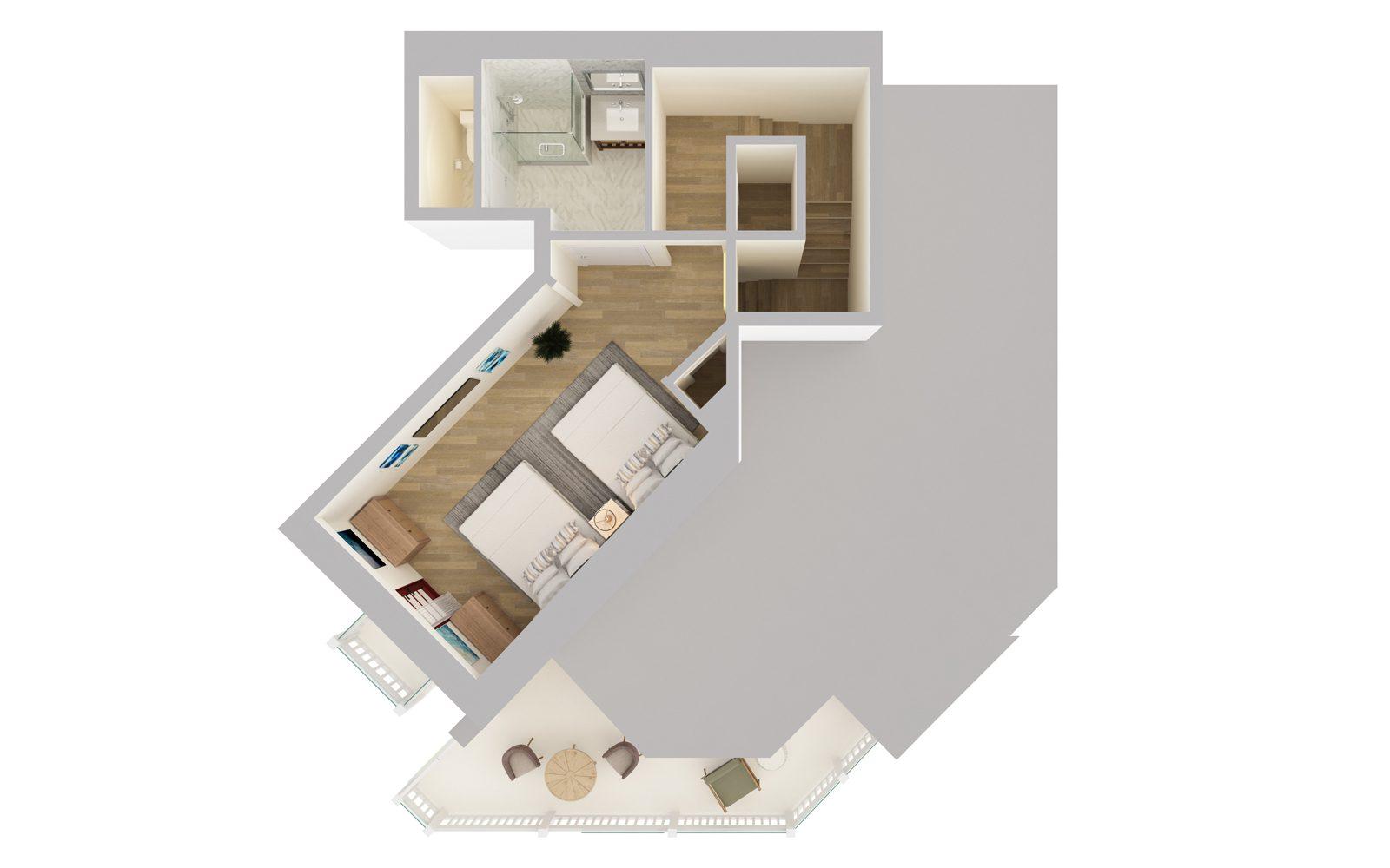 Shore House at The Del Two Bedroom Loft Residence Floorplan