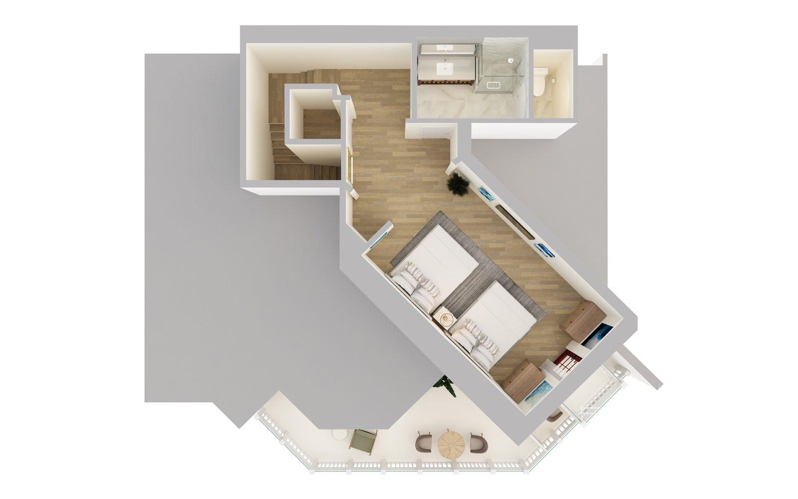 Shore House at The Del Three Bedroom Bay View Loft Residence Floorplan