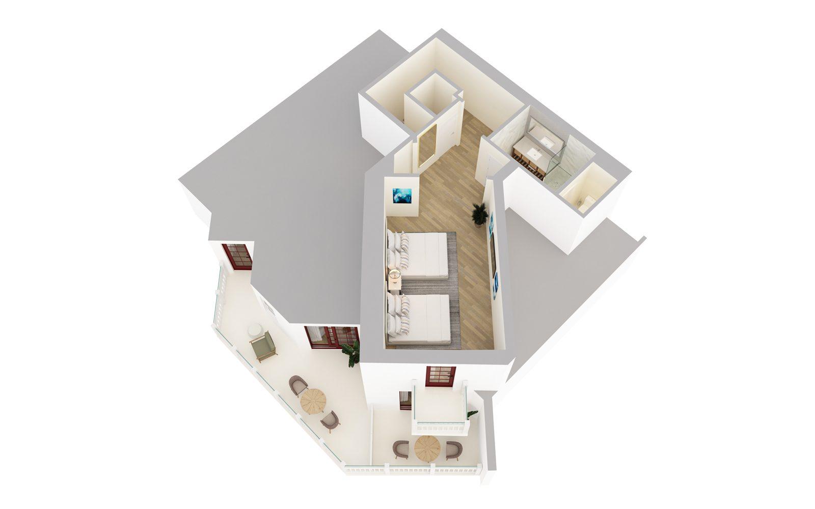 Shore House at The Del Three Bedroom Bay View Loft Residence Floorplan