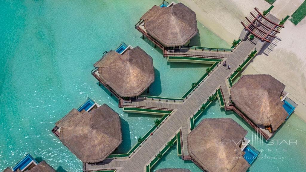 Overwater bungalows at El Dorado Maroma