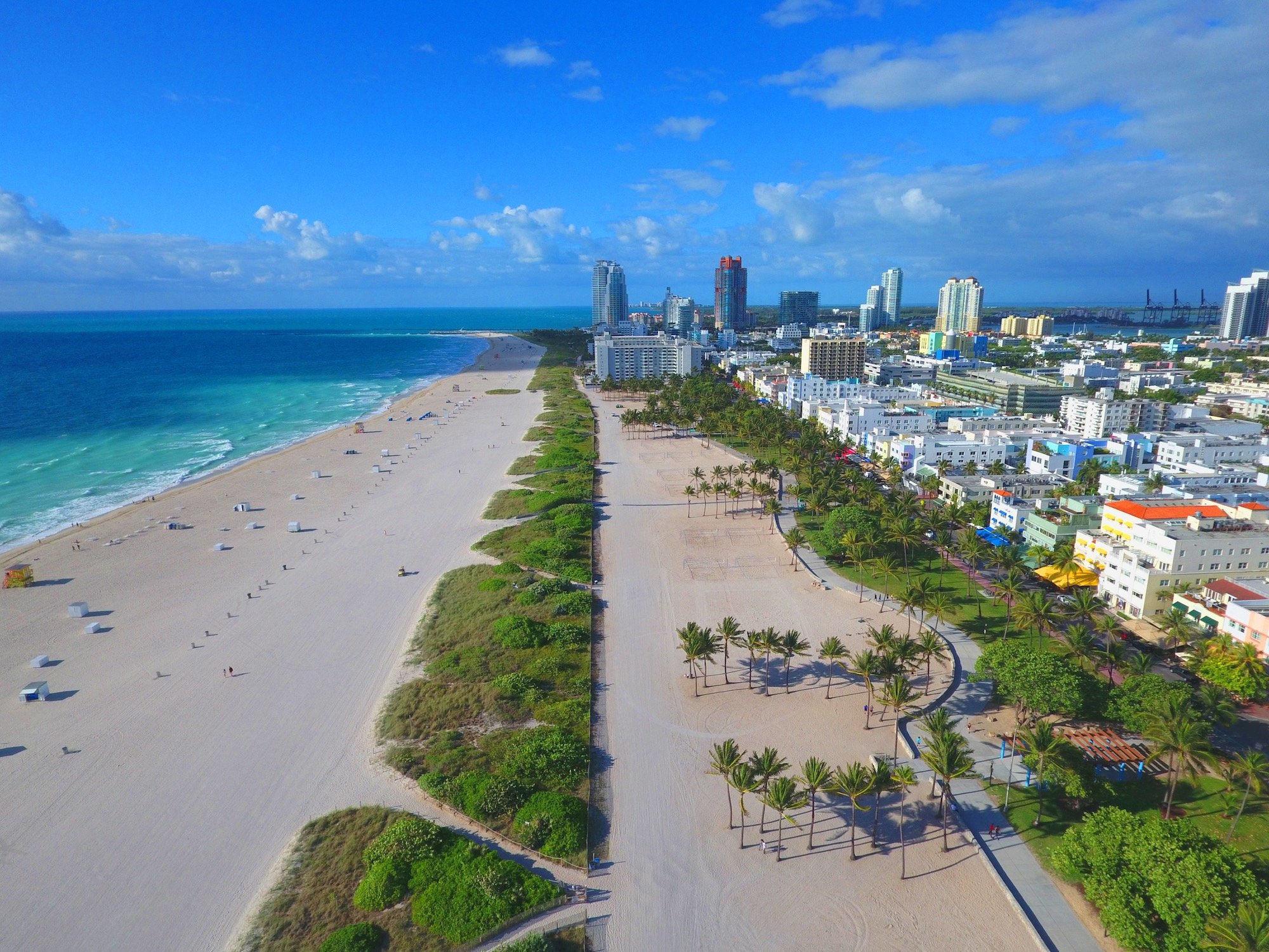 Aerial South Beach Miami Ocean Drive