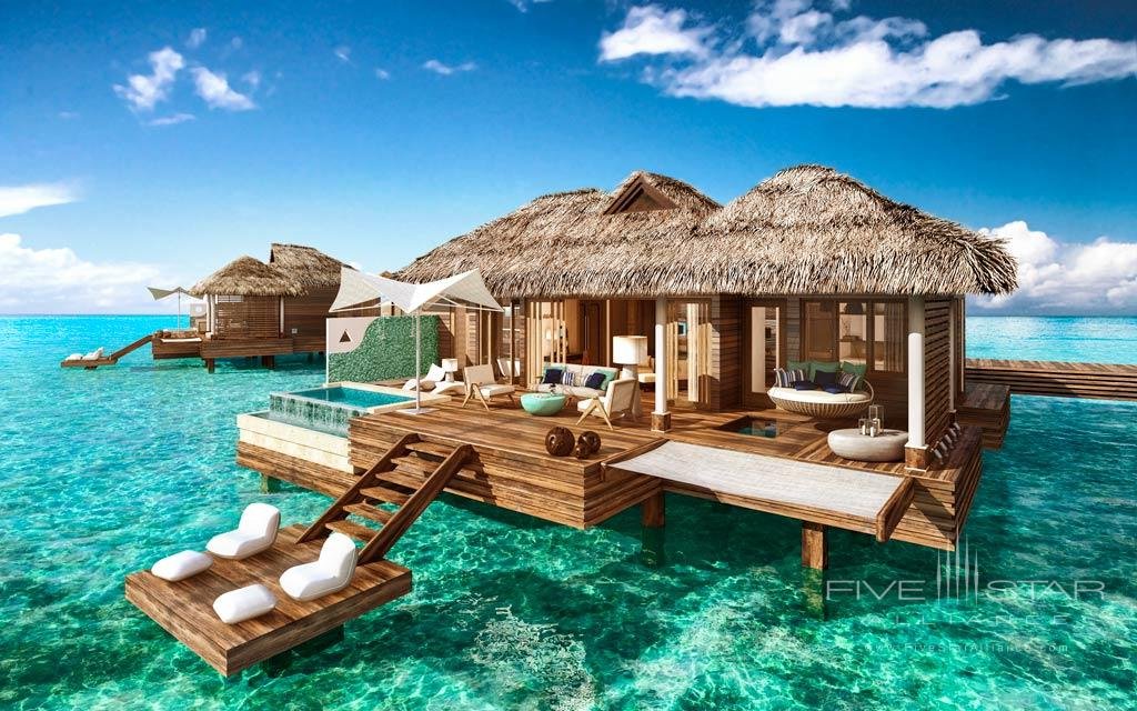 Over-the-water bungalows at Sandals Royal Caribbean